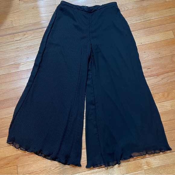 Samuel Dong Womens Black Wide Leg Palazzo Pants Size L Double Layer Flowy EUC - Picture 3 of 12